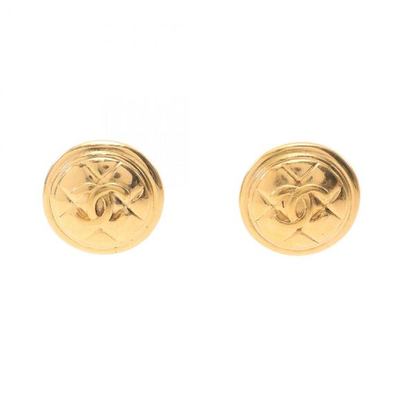 CHANEL Gold Logo Earrings